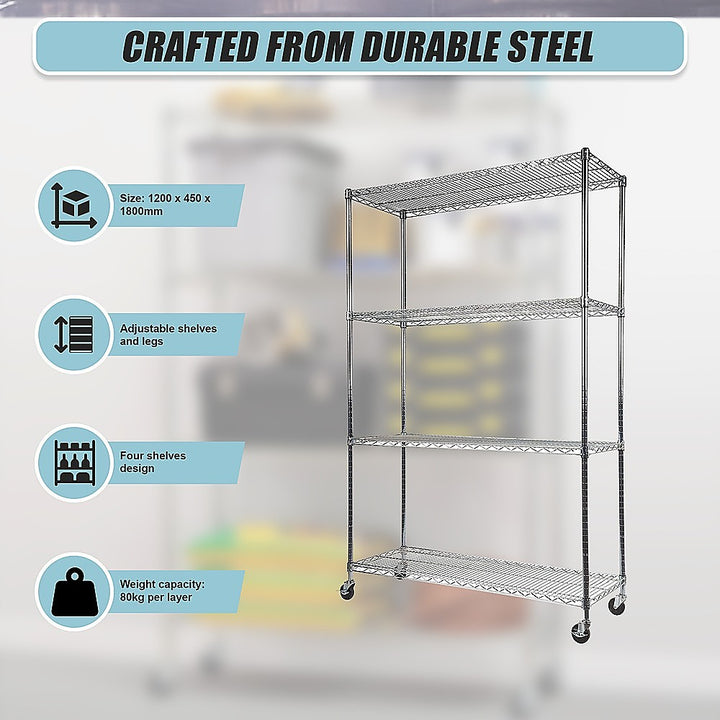 Modular Wire Storage Shelf 1200 x 450 x 1800mm Steel Shelving