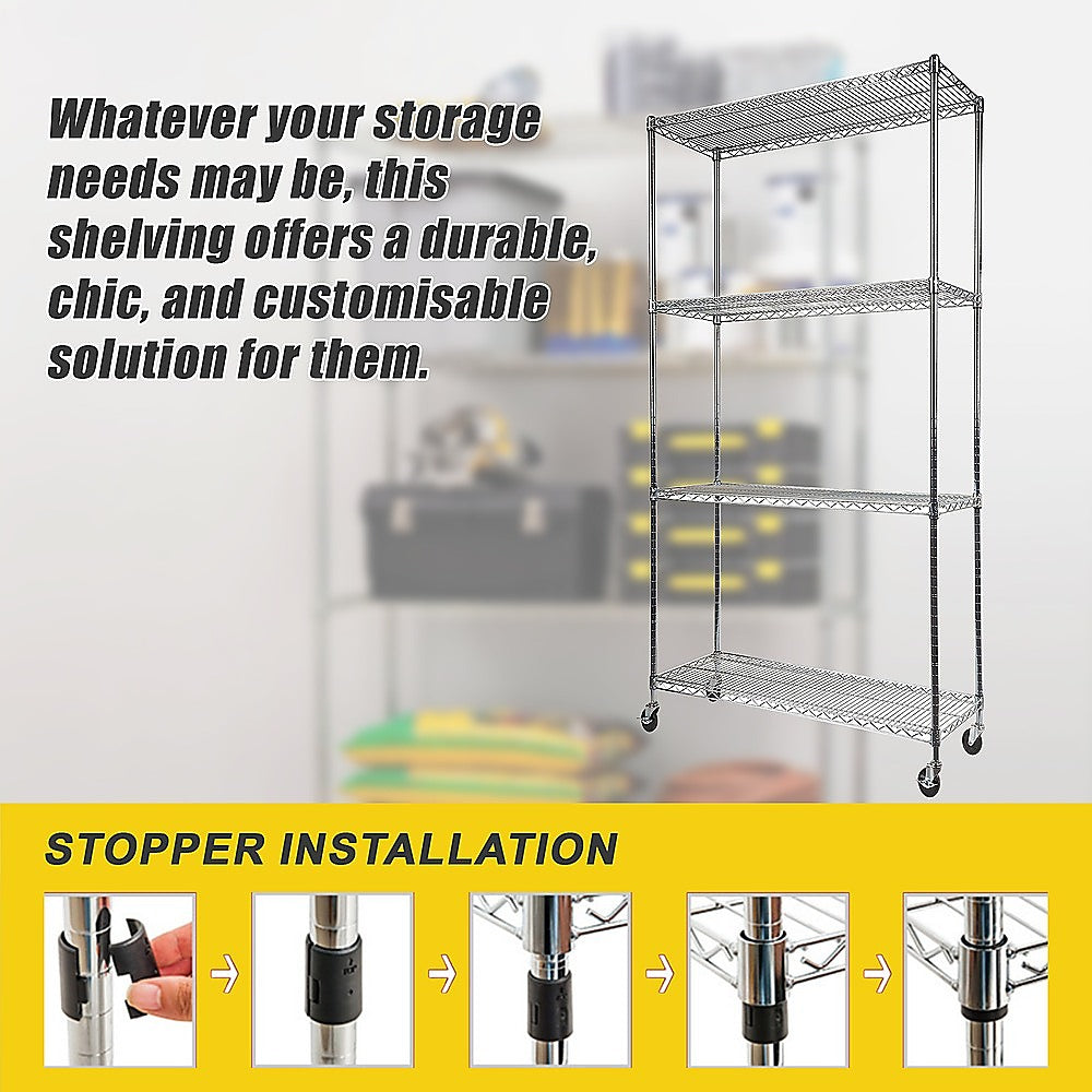 Modular Wire Storage Shelf 900 x 350 x 1800mm Steel Shelving