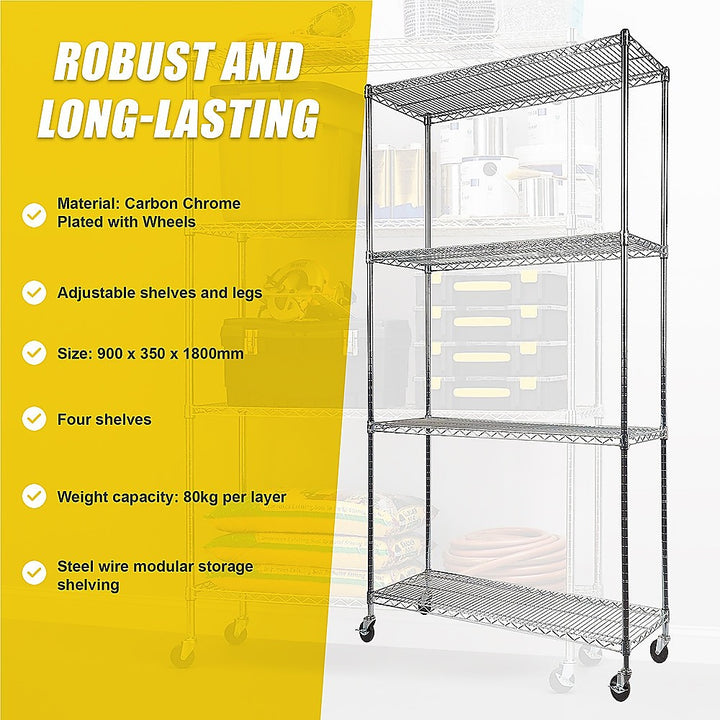 Modular Wire Storage Shelf 900 x 350 x 1800mm Steel Shelving