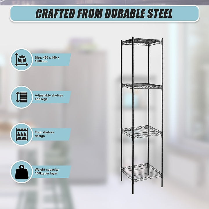 Modular Wire Storage Shelf 450 x 450 x 1800mm Steel Shelving