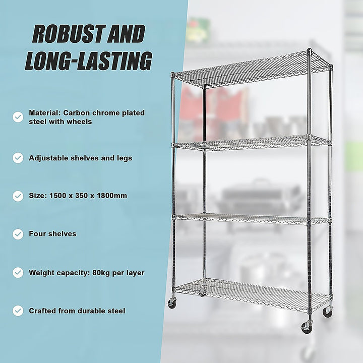 Modular Wire Storage Shelf 1500 x 350 x 1800mm Steel Shelving