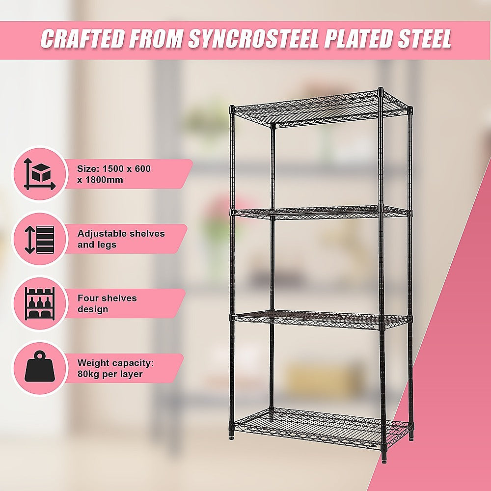 Modular Wire Storage Shelf 900 x 450 x 1800mm Steel Shelving