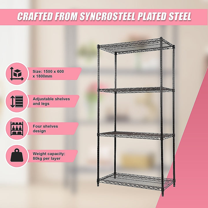 Modular Wire Storage Shelf 900 x 450 x 1800mm Steel Shelving