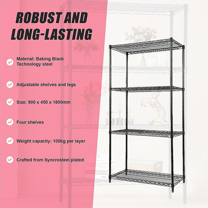 Modular Wire Storage Shelf 900 x 450 x 1800mm Steel Shelving