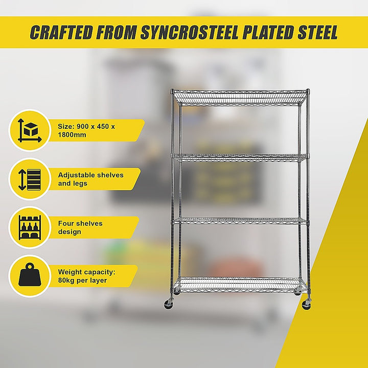 Modular Wire Storage Shelf 900 x 450 x 1800mm Steel Shelving