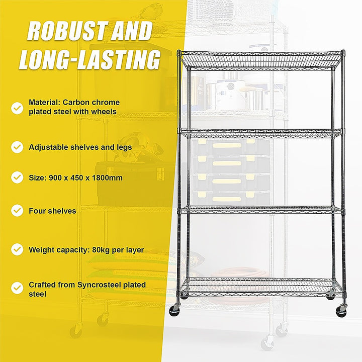 Modular Wire Storage Shelf 900 x 450 x 1800mm Steel Shelving