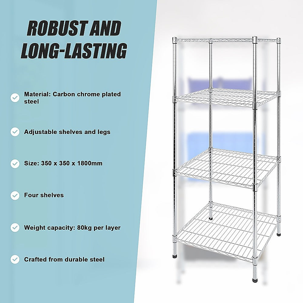 Modular Wire Storage Shelf 350 x 350 x 1800mm Steel Shelving