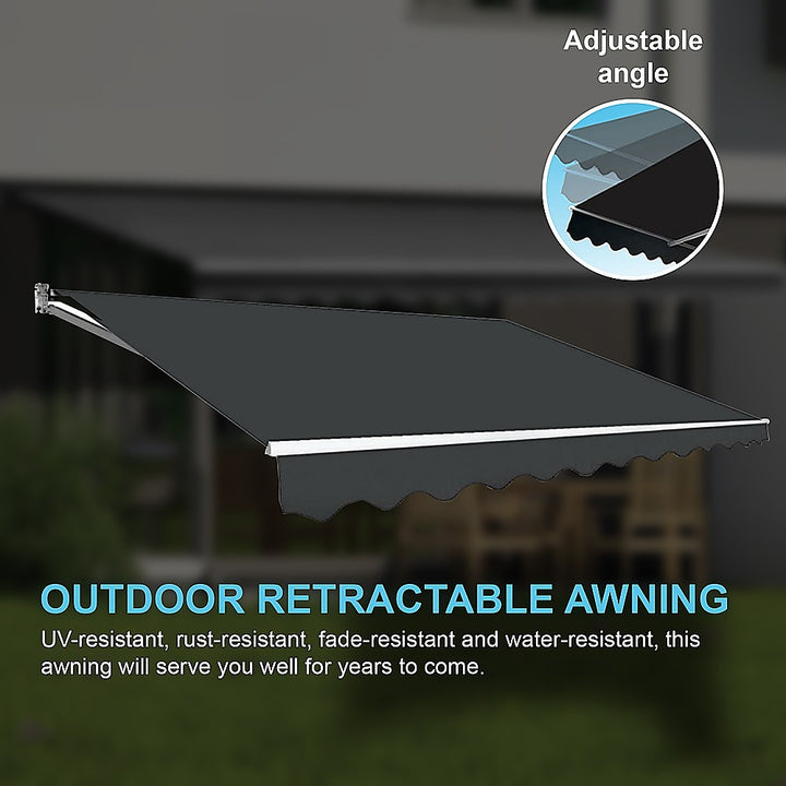 Outdoor Folding Arm Awning Retractable Sunshade Canopy Grey 4.0m x 3.0m