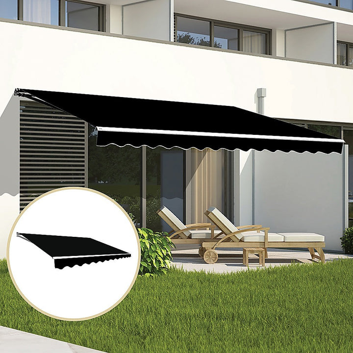 Outdoor Folding Arm Awning Retractable Sunshade Canopy Black 4.0m x 3.0m