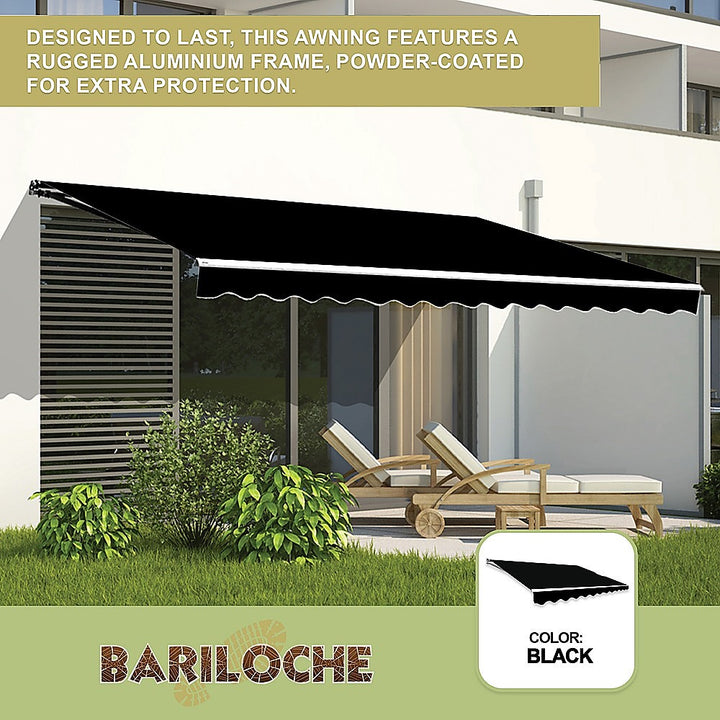 Outdoor Folding Arm Awning Retractable Sunshade Canopy Black 5.0m x 3.0m