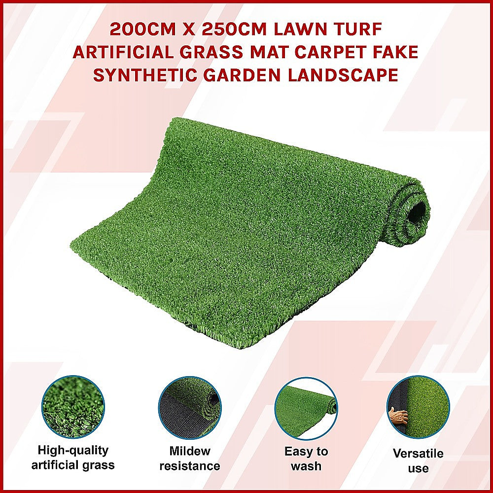 200cm x 250cm Lawn Turf Artificial Grass Mat Carpet Fake Synthetic Garden Landscape