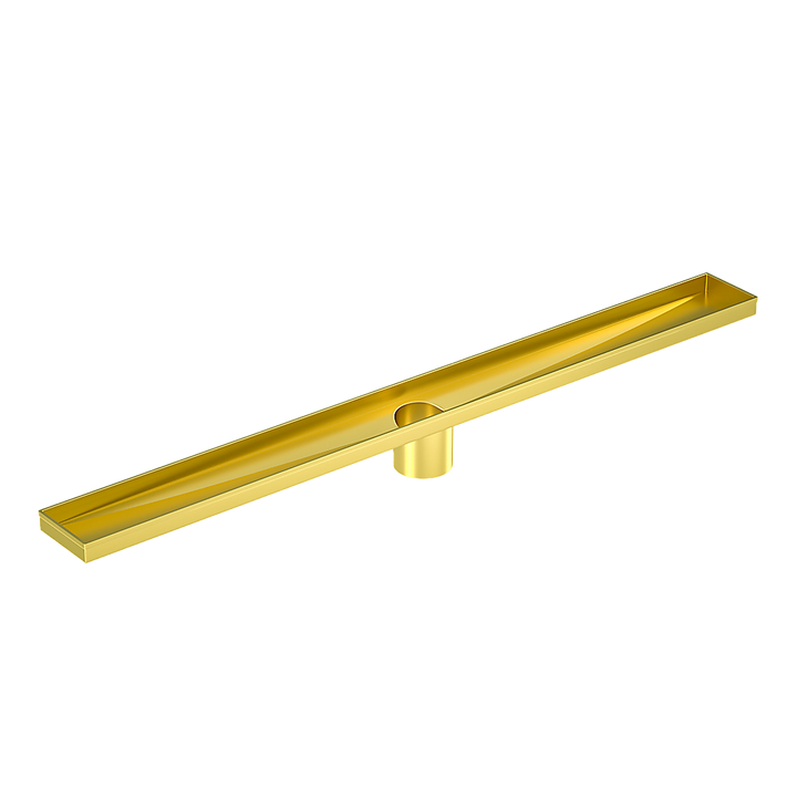 1200mm Bathroom Shower Brushed Brass Grate Drain w/ Centre outlet Floor Waste Square Pattern