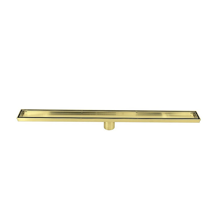 900mm Tile Insert Bathroom Shower Brushed Brass Grate Drain w/ Centre outlet Floor Waste