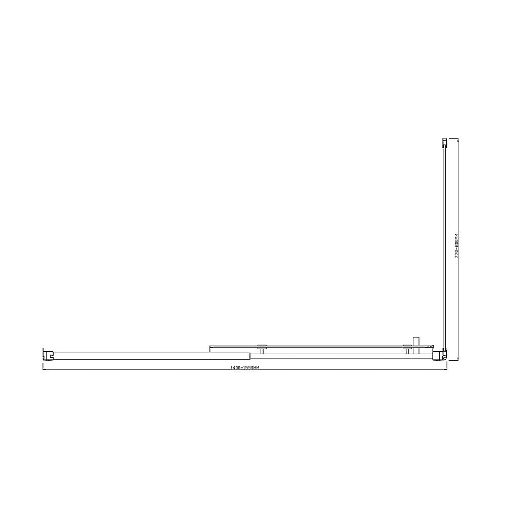 Adjustable 1500x800mm Single Door Corner Sliding Glass Shower Screen in Chrome