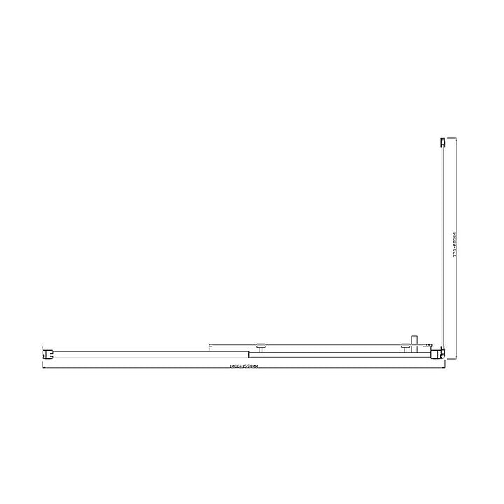 Adjustable 1500x800mm Single Door Corner Sliding Glass Shower Screen in Chrome