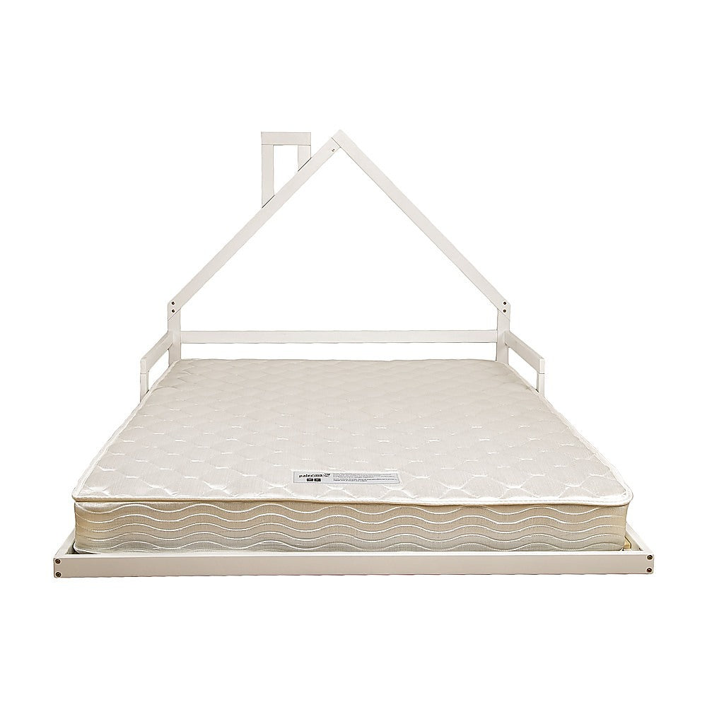 Pine Wood Floor Bed House Frame for Kids and Toddlers