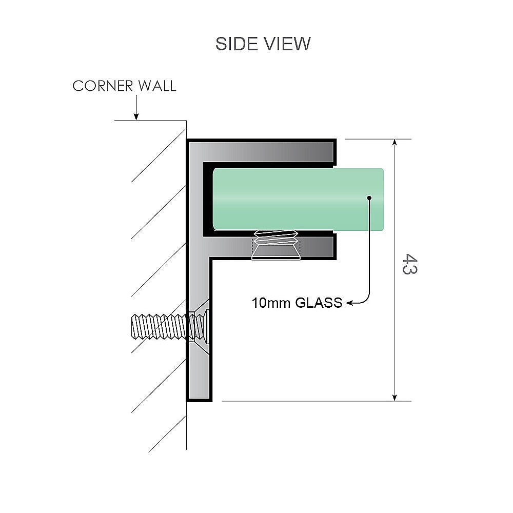 120cm Frameless Glass Bath Screen with Stainless Steel Brackets - Nickel