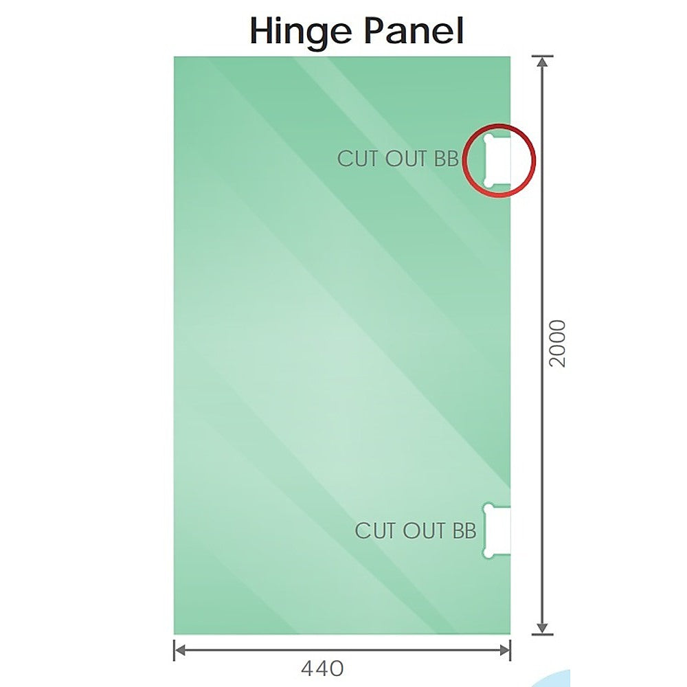 110cm Wall to Wall Frameless Shower Screen with Chrome Brackets and SS Hinges, Square Knob Handle