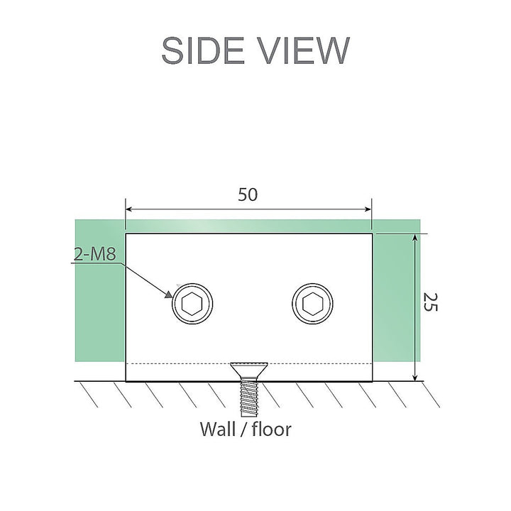 110cm Wall to Wall Frameless Shower Screen with Chrome Brackets and SS Hinges, Square Knob Handle