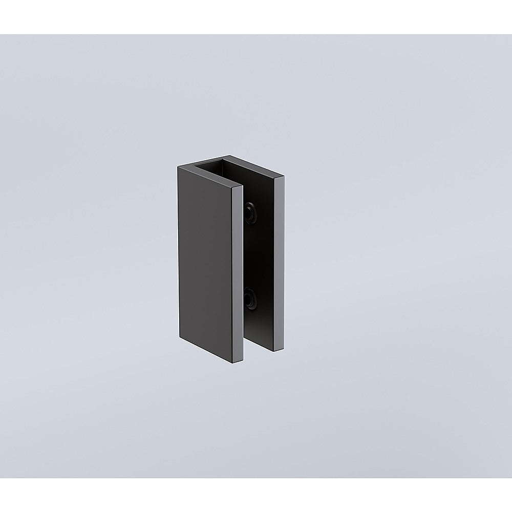 110cm Wall to Wall Frameless Shower Screen with Black Brackets and SS Hinges, Square Knob Handle