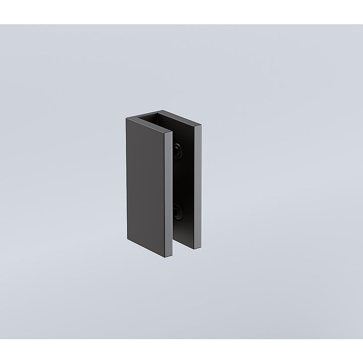 110cm Wall to Wall Frameless Shower Screen with Black Brackets and SS Hinges, Square Knob Handle