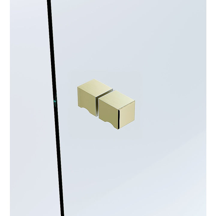 120cm Wall to Wall Frameless Shower Screen with Gold Brackets and SS Hinges, Square Knob Handle