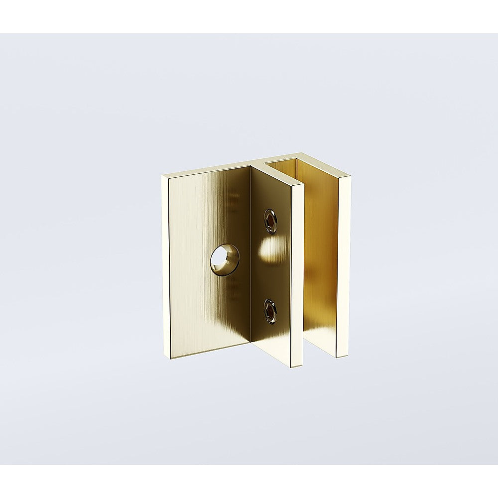 120cm Wall to Wall Frameless Shower Screen with Gold Brackets and SS Hinges, Square Knob Handle