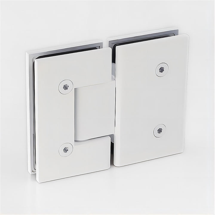 120cm Wall to Wall Frameless Shower Screen with White Brackets and SS Hinges, Square Knob Handle