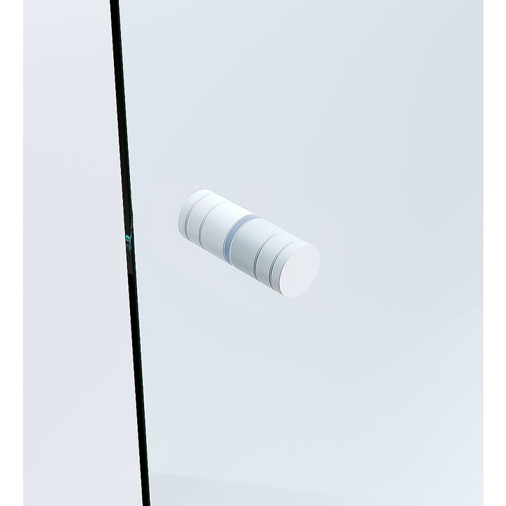 120cm Wall to Wall Frameless Shower Screen with White Brackets and SS Hinges, Round Knob Handle