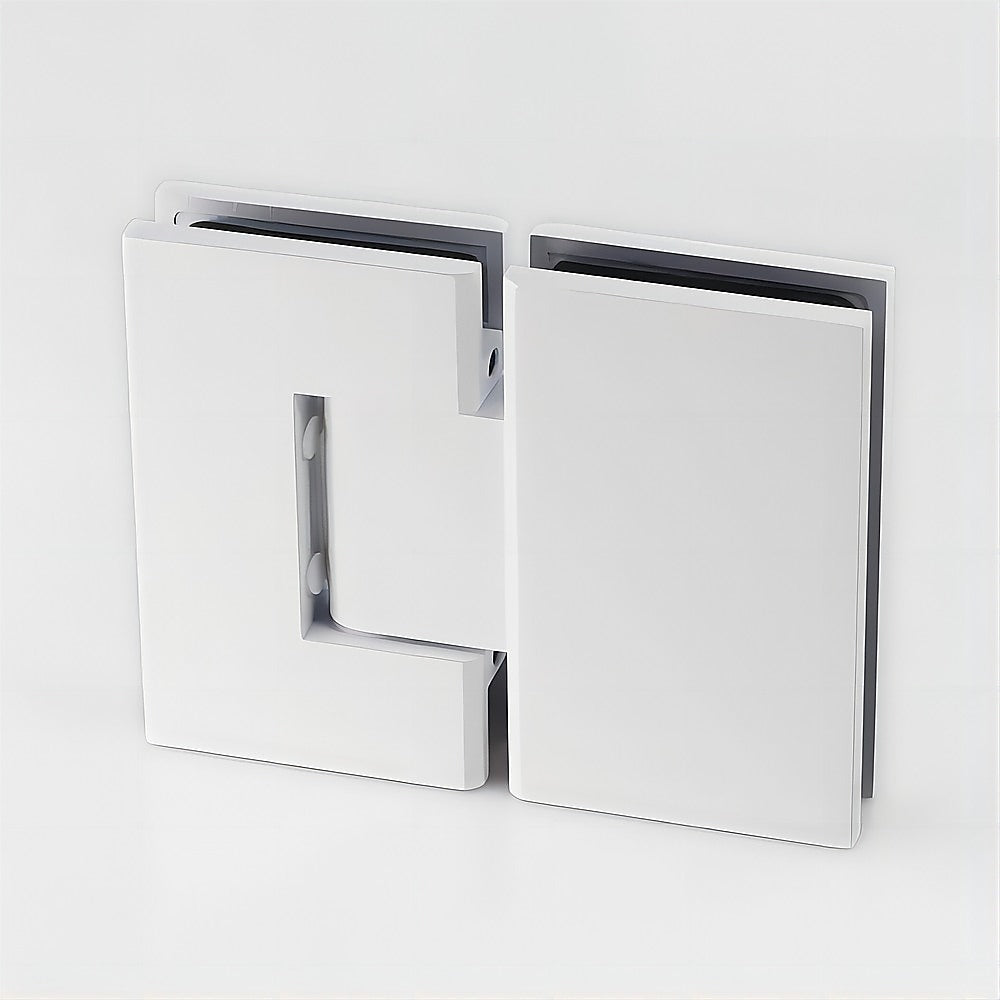 120cm Wall to Wall Frameless Shower Screen with White Brackets and SS Hinges, Square Double Pull Handle