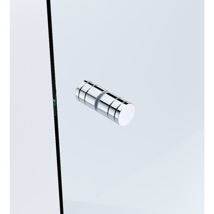 120cm Wall to Wall Frameless Shower Screen with Chrome Brackets and Brass Hinges, Round Knob Handle