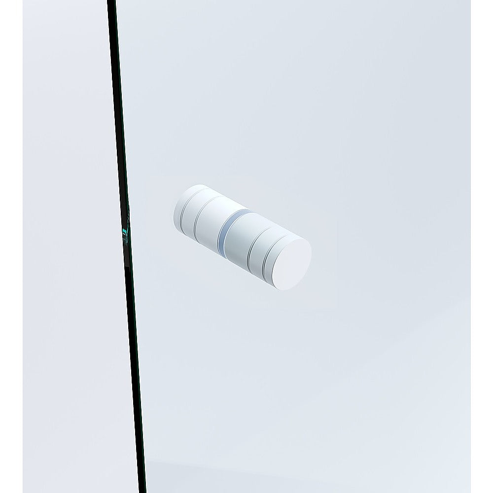 120cm Wall to Wall Frameless Shower Screen with White Channel and SS Hinges , Round Knob Handle