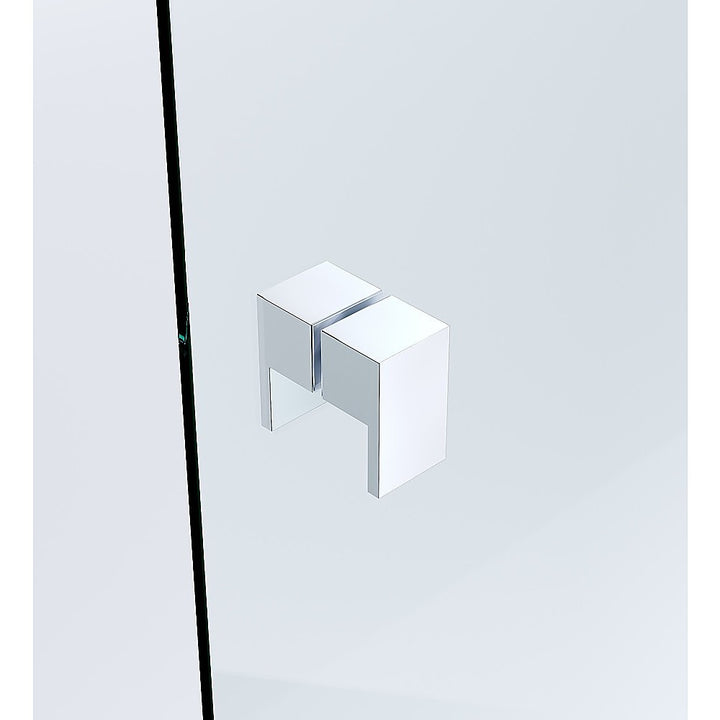 110cm Wall to Wall Frameless Shower Screen with Chrome Channel and SS Hinges , Square Double Pull Handle