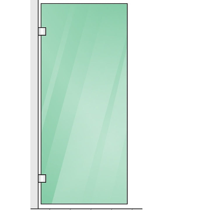 90x70cm Corner Frameless Shower Screen with Black Brackets and SS Hinges, Square Knob Handle