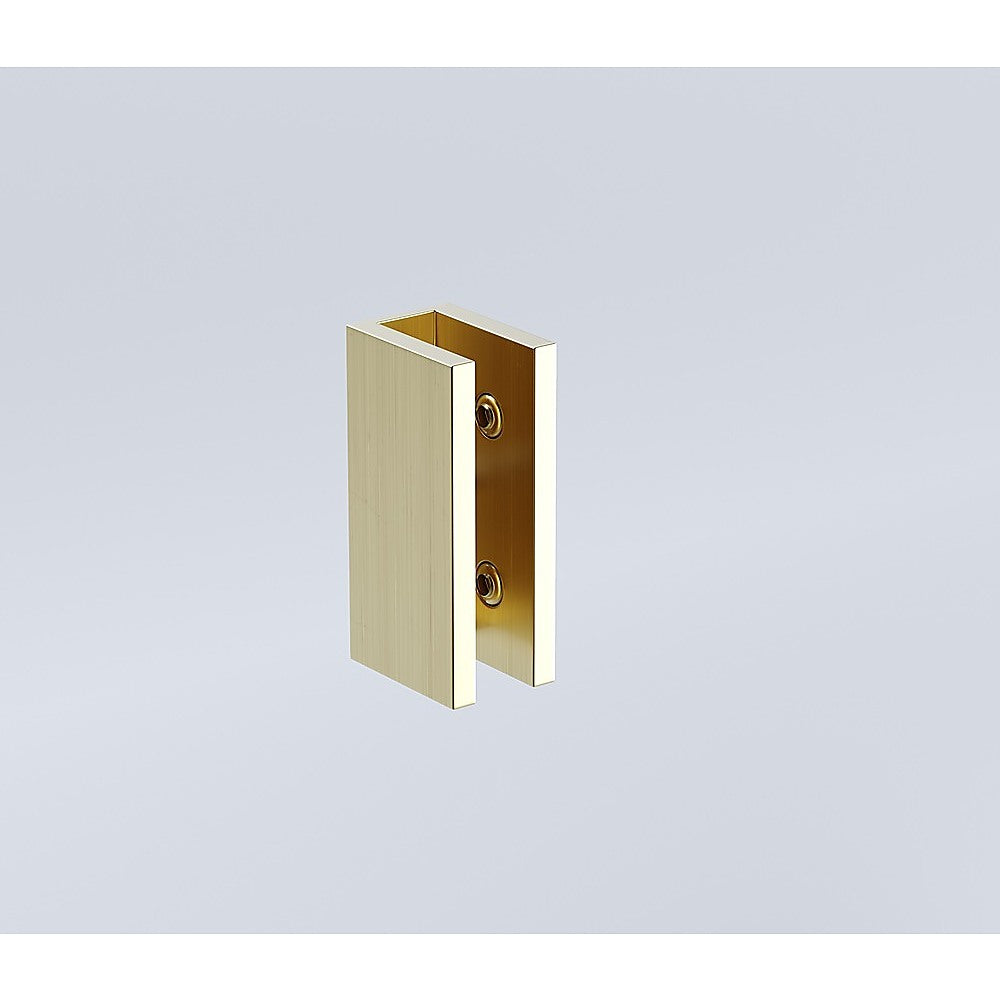 100x70cm Corner Frameless Shower Screen with Gold Brackets and SS Hinges, Square Knob Handle