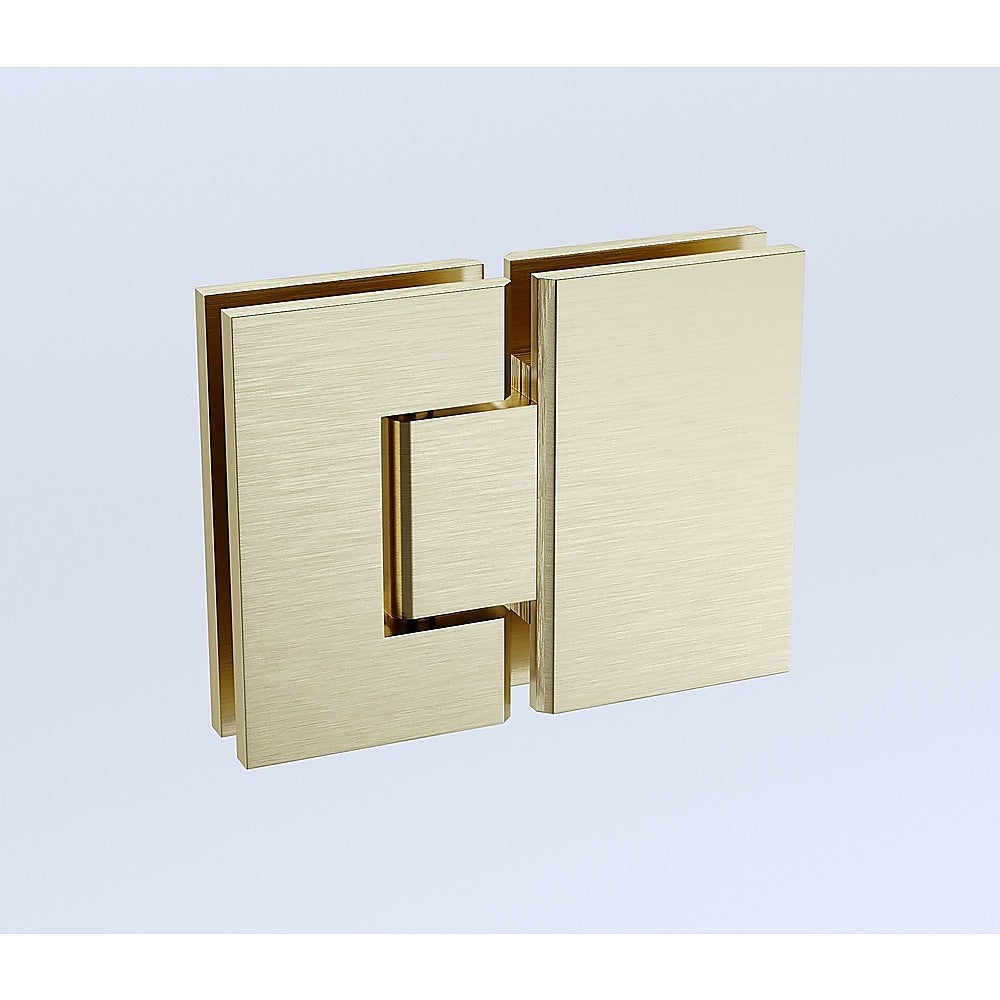 100x80cm Corner Frameless Shower Screen with Gold Brackets and SS Hinges, Square Knob Handle