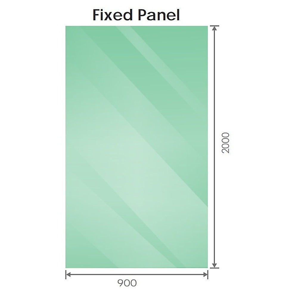 100x90cm Corner Frameless Shower Screen with White Brackets and SS Hinges, Square Knob Handle