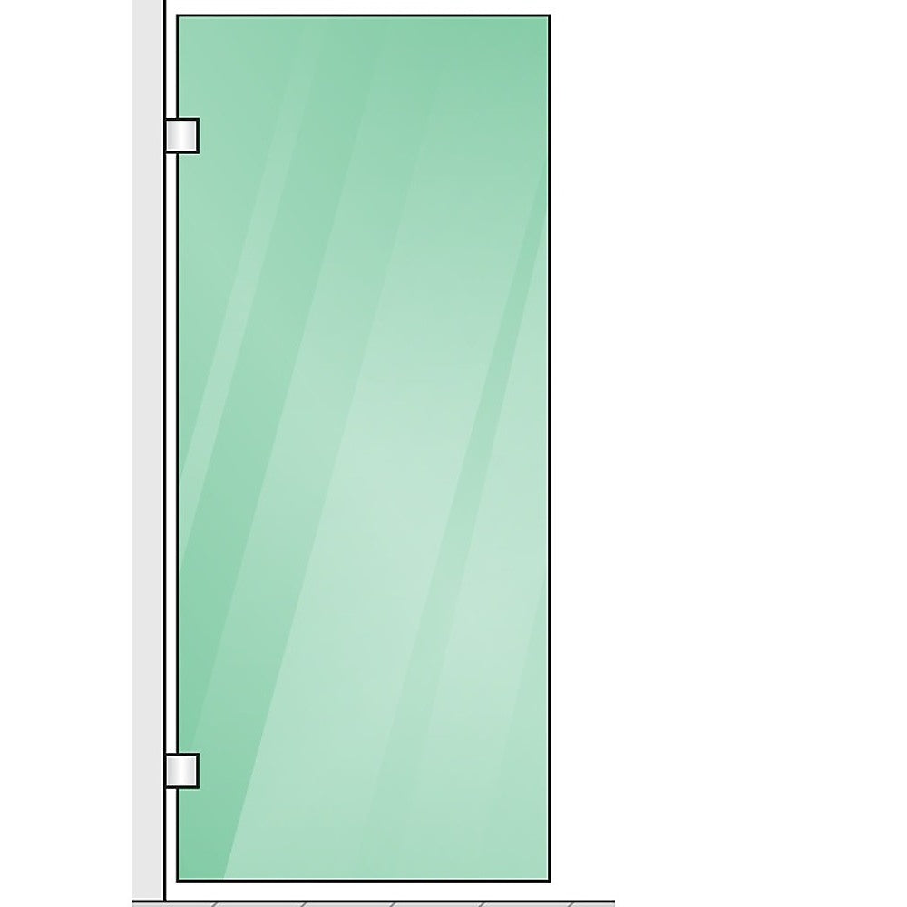 110x70cm Corner Frameless Shower Screen with Chrome Brackets and SS Hinges, Square Knob Handle