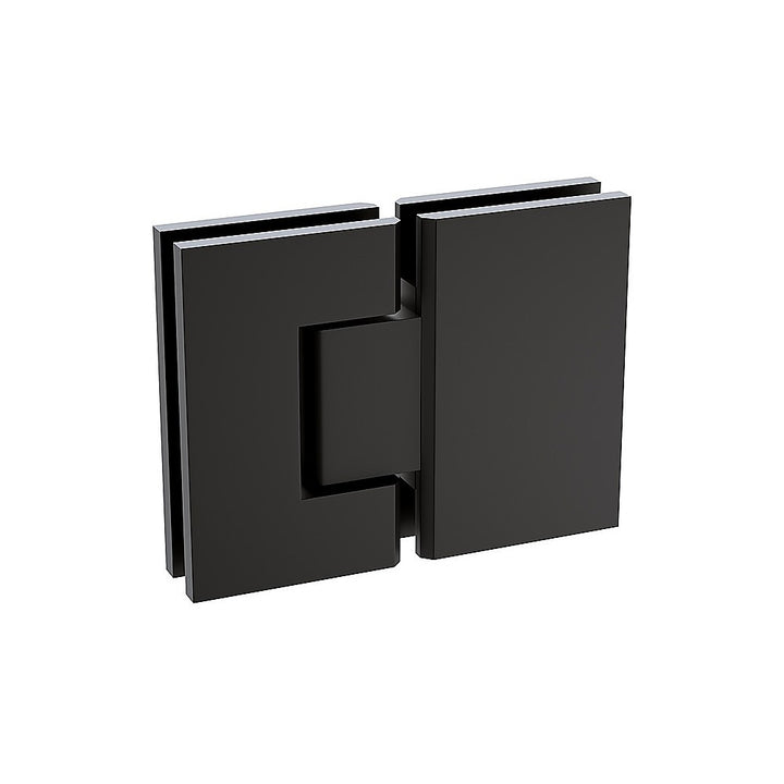 110x70cm Corner Frameless Shower Screen with Black Brackets and SS Hinges, Square Knob Handle