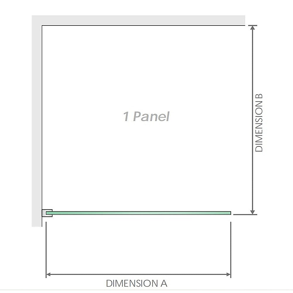 110x70cm Corner Frameless Shower Screen with Black Brackets and SS Hinges, Square Knob Handle