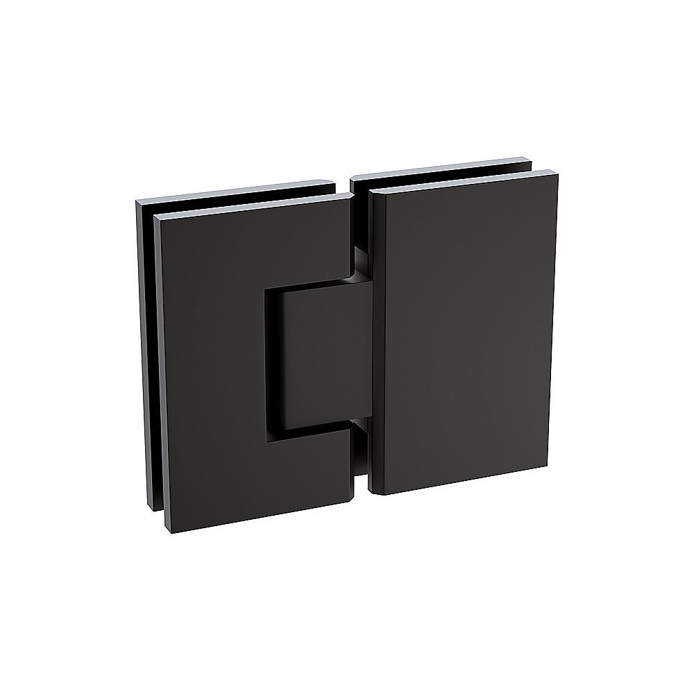 110x90cm Corner Frameless Shower Screen with Black Brackets and SS Hinges, Square Knob Handle