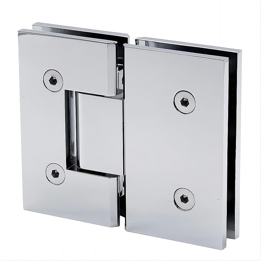 120x110cm Corner Frameless Shower Screen with Chrome Brackets and SS Hinges, Square Knob Handle