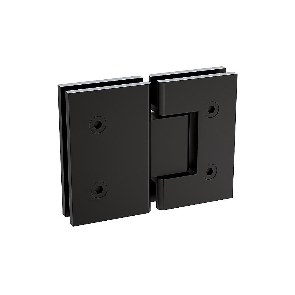 120x110cm Corner Frameless Shower Screen with Black Brackets and SS Hinges, Square Knob Handle