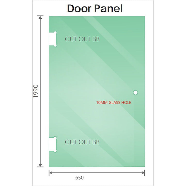 100x70cm Corner Frameless Shower Screen with Chrome Brackets and SS Hinges, Round Knob Handle