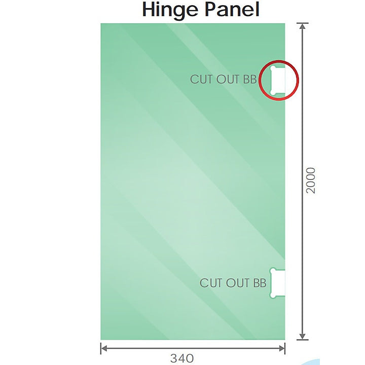 100x80cm Corner Frameless Shower Screen with Chrome Brackets and SS Hinges, Round Knob Handle