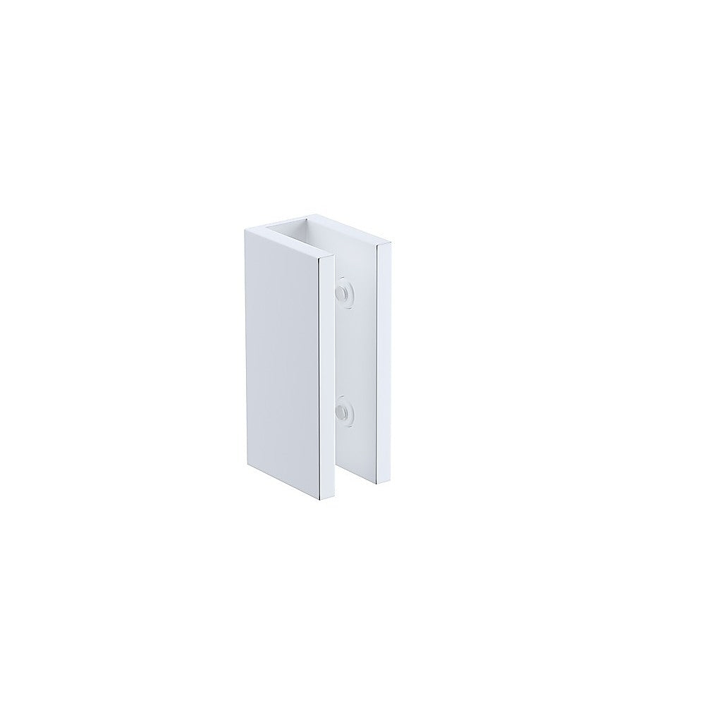 100x100cm Corner Frameless Shower Screen with White Brackets and SS Hinges, Square Double Pull Handle