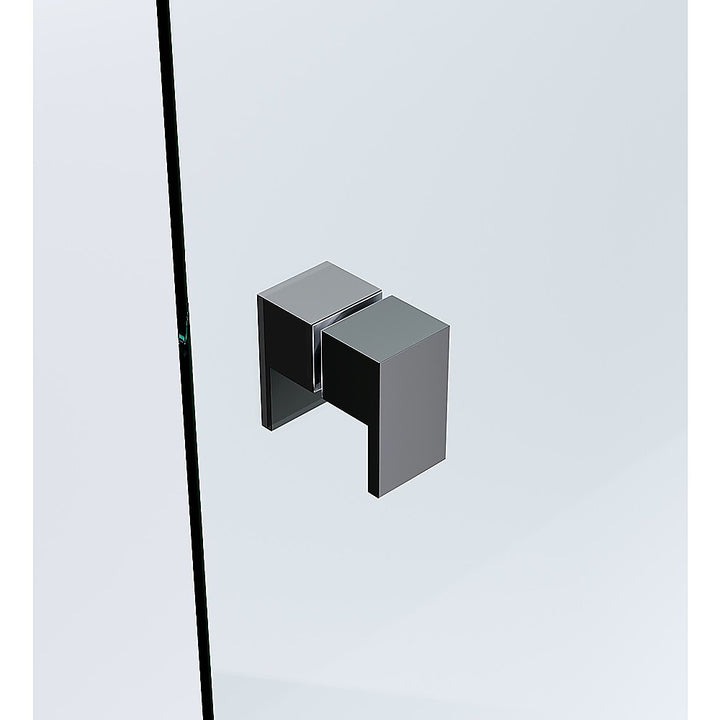 120x110cm Corner Frameless Shower Screen with Black Brackets and SS Hinges, Square Double Pull Handle