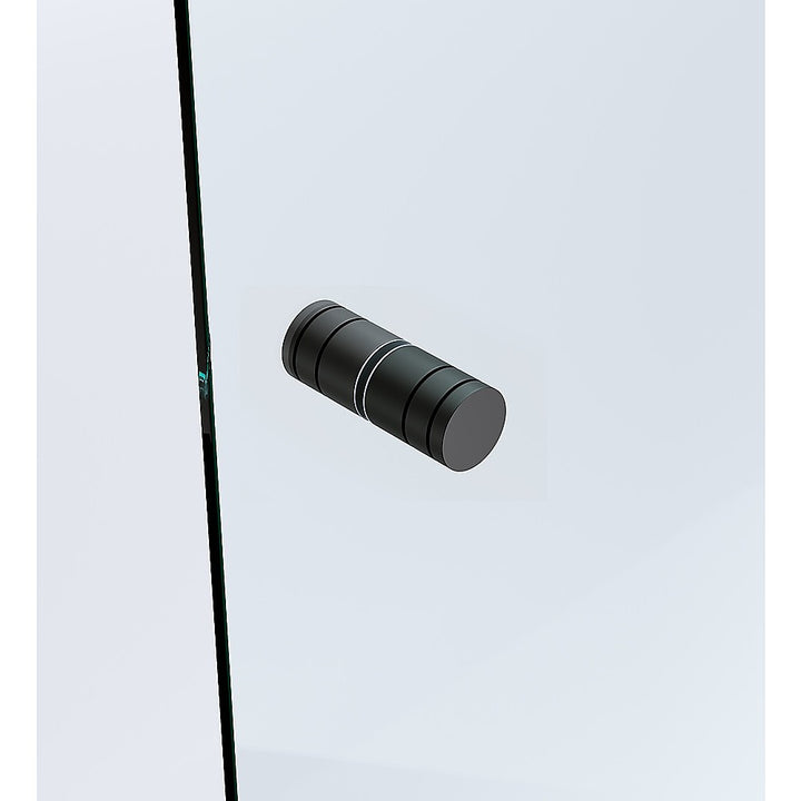 120x110cm Corner Frameless Shower Screen with Black Channel and SS Hinges, Round Knob Handle