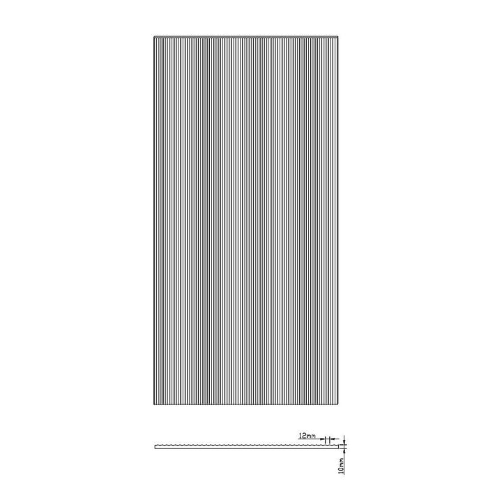 120cm Reeded Single Shower Glass Screen with Nickel Wall F-Brackets