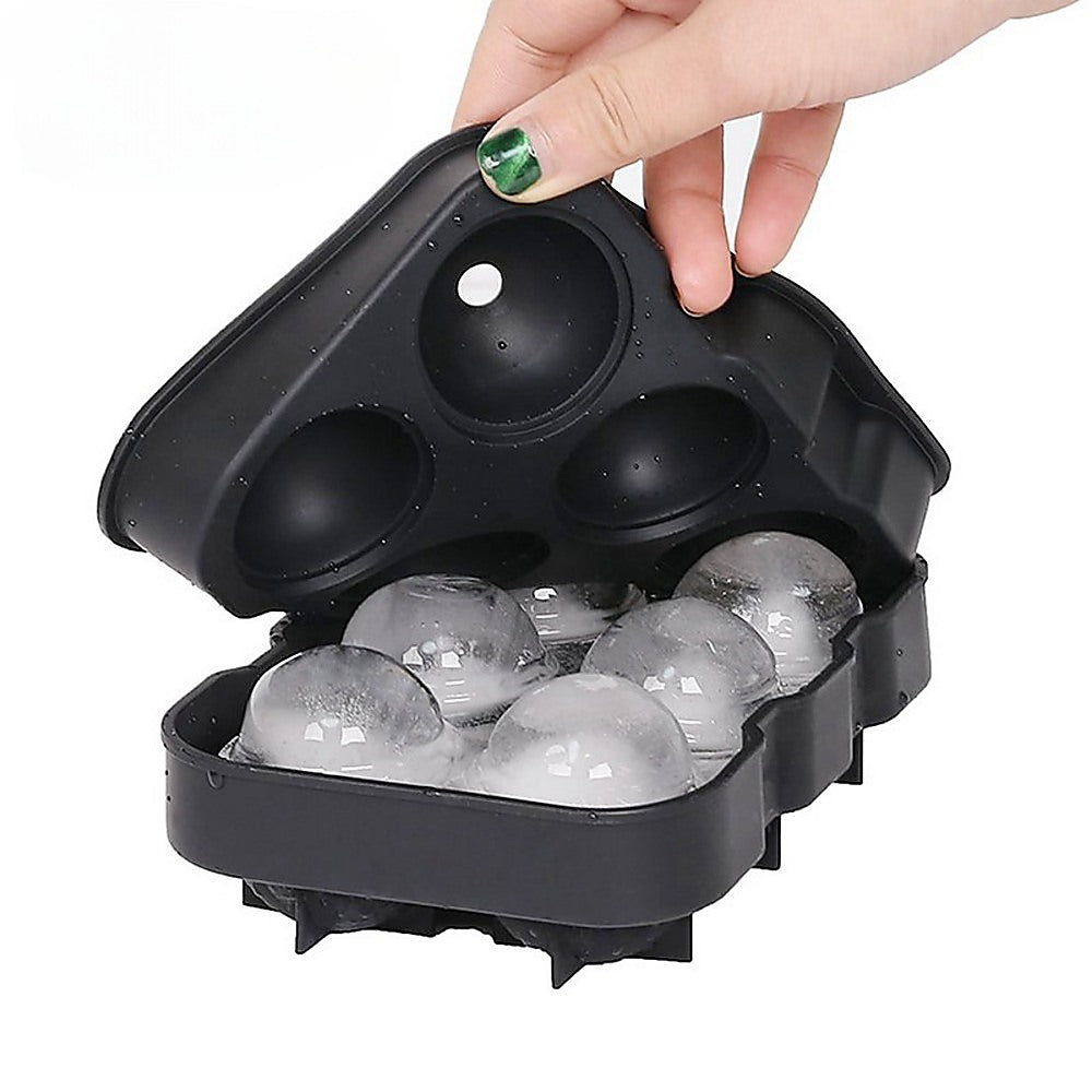 2x Ice Cube Tray Ball Mould Cube Silicone For Whisky Cocktails